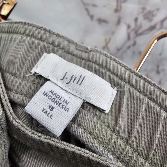 J Jill Pants Women 18 Tall Camo Gray Green Washed Sage Chino Khaki Straight - Picture 3 of 10